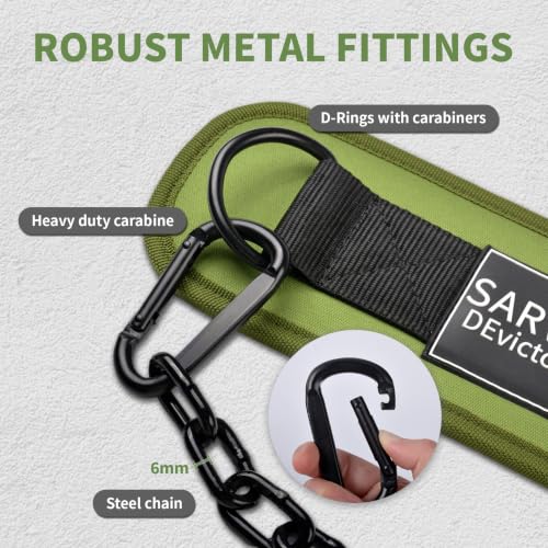 Dip Belt for Weightlifting - 12mm Neoprene Padded Weight Lifting Belt with 36IN Heavy Duty Steel Chain, Weighted Pull Up Belt for Dips, Squats, Strength Training, Men Women - color: Green