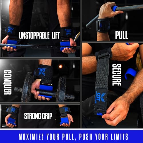 Weight Lifting Hooks Lifting Heavy Duty Deadlift Wrist Straps Men and Women Pull Ups Powerlifting and Gym Workouts grips - color: Blue/Iron-Hooks, size: Iron-Hooks