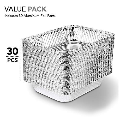 Stock Your Home Aluminum Pans 9x13 Disposable Foil Pans (30 Pack) - Half Size Steam Table Deep Trays - Tin Foil Pans Great for Cooking, Heating, Storing, Prepping Food