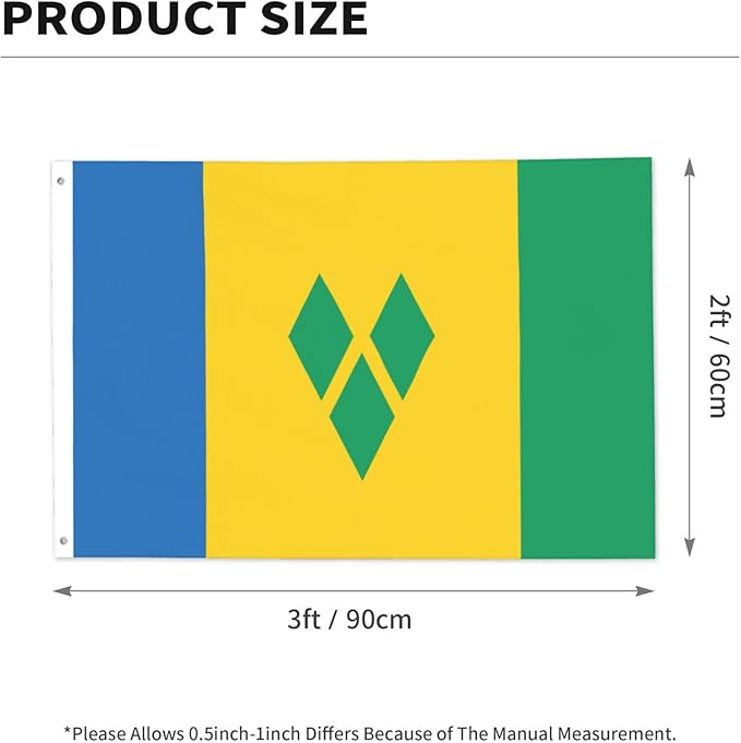 Saint Vincent and the Grenadines Flag Garden Yard House 2x3 ft Flags Double Sided Print Banner Indoor Outdoor Party Home Decorations for Boat Dorm House Balcony