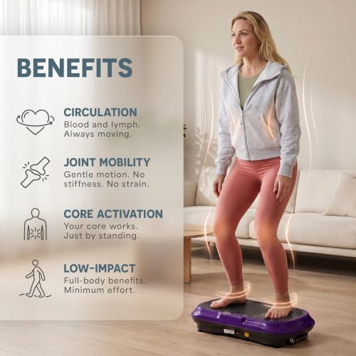 Lifepro Waver Vibration Plate Exercise Machine with 99 Speeds & 10 Presets | Resistance Bands, Non-Slip Surface, 330 lbs Capacity — Vibration Plate for Lymphatic Drainage, Body Toning, Full-Body Workout - color: Purple