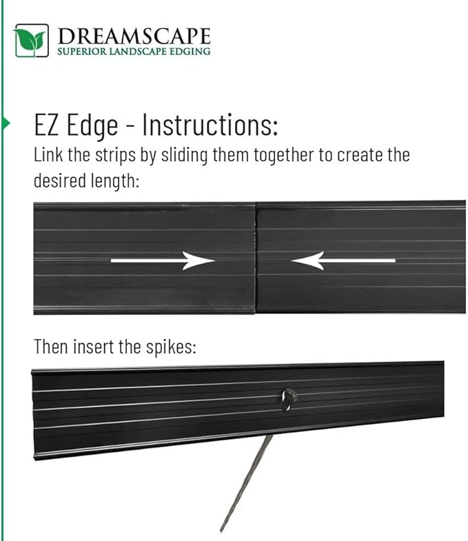 Dreamscape E-Z Edge Aluminum Landscape Edging - 8 Strips, 6ft Each (48ft Total), Black - Professional Quality Landscaping Border, Metal Divider for Lawn, Garden, Flowerbed…