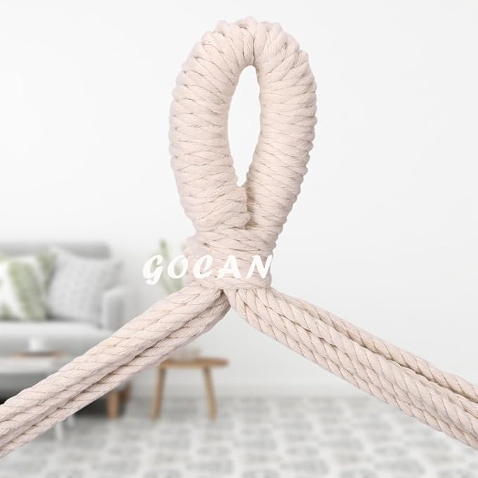 Hammock Chair Large Hammock Swing,110 X 150cm Load 150kg,Cotton Hanging Chair Hardwood Spreader Bar Wide Seat Swing Chair (Beige)