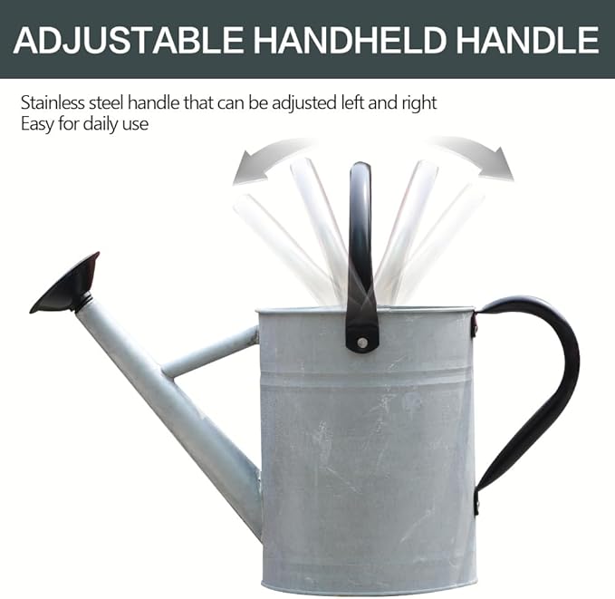 Metal Watering Can, One Gallon Watering Cans Stainless Steel for Outdoor Indoor Garden Plants Watering (Silver 1 Gallon)