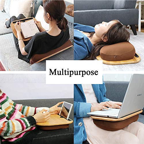 SUMISKY Lap Desk for 14" Laptops-Bamboo Laptop Desk with Cushion & Phone Holder, Portable Laptop Stand with Tray, 15x11 Inches - size: S(15"x11") without Additional Accessories
