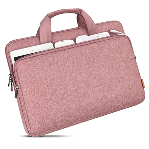 DOMISO 14 inch Laptop Case Sleeve Protective Cover Compatible with MacBook Air 15 M4 M3 M2,MacBook Pro,14-15 inch HP Dell ASUS Lenovo Chromebook,Waterproof Computer Bag with Handle,Pink - color: Pink, size: 14 inch