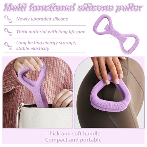 Figure 8 Fitness Band with Handle,Exercise for Arm & Shoulder,Yoga,Stretch | Non-Slip Ropes ,Elastic Bandsfor Women,Back Training Exercise Equipment - color: pink