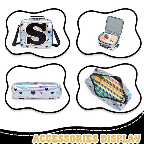 HTgroce Cute Rolling Backpack with Wheel,School Backpack for Kids Girl Roller Schoolbag Wheeled Backpacks Set Carry-on Luggage,Initial S - color: Silver, style: S