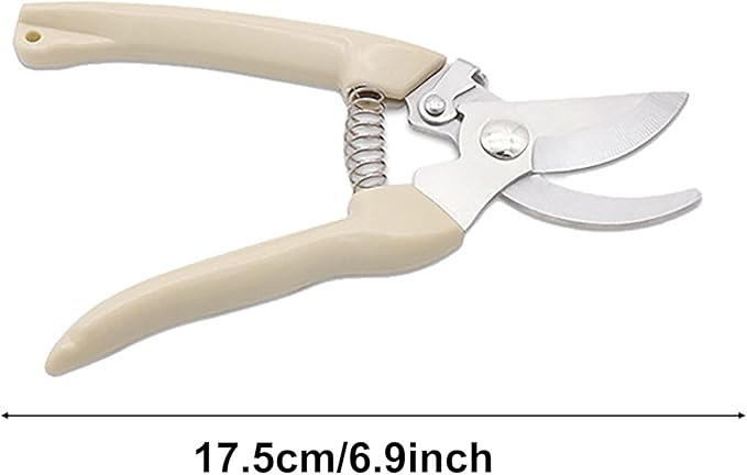 5pcs Garden Flower Shears Pruning Shears 6.9 inches Scissors Heavy Duty Plant Scissors for Cutting Flowers, Trimming Plants, Bonsai, Fruits Picking (White Handle 5pcs)