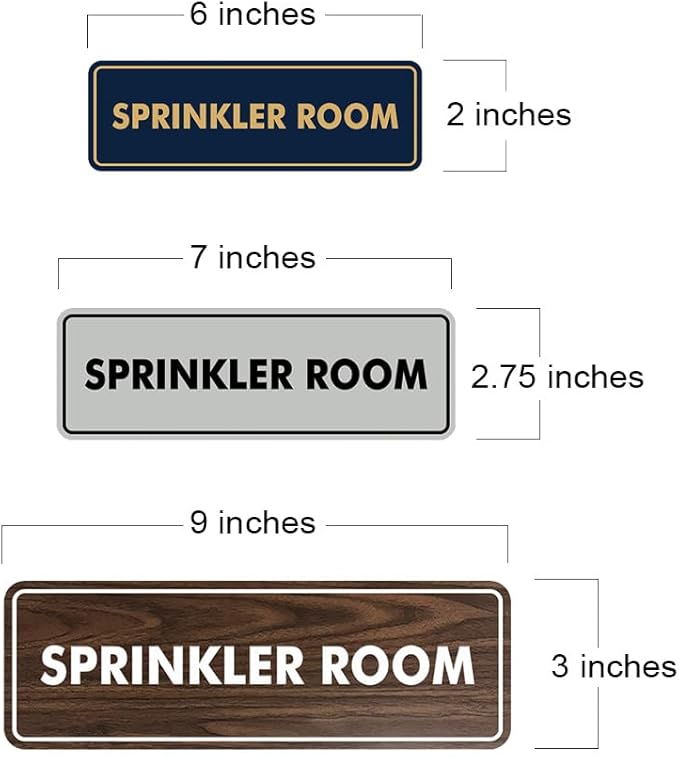 Signs ByLITA Standard Sprinkler Room Sign (Black) - Small 2 Pack