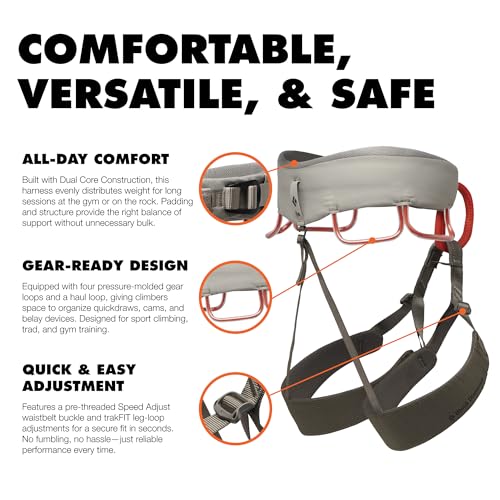 BLACK DIAMOND Men's Momentum Rock Climbing Harness, Adjustable Loops - color: Moonstone, size: XXL (40-45" Waist)