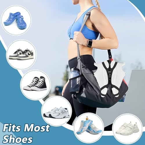 Shoe Holder for Backpack, takyu Elastic Silicone Shoe Holster with Backpack Clips for Sneaker Bag, Hang Extra Shoes Cleats Boots or Gear on Your Bag (Black） - color: Black