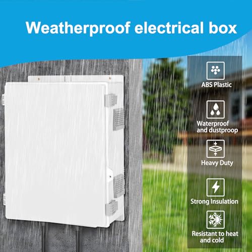 Electrical Junction Box, Outdoor Water Resistant Nema Enclosure, Ventilated ABS Plastic WiFi Project Box with Internal Mounting Panel & Hinged Cover 18.1" Lx 12.7" Wx 4.3" - size: 18.1" Lx 12.7" Wx 4.3"