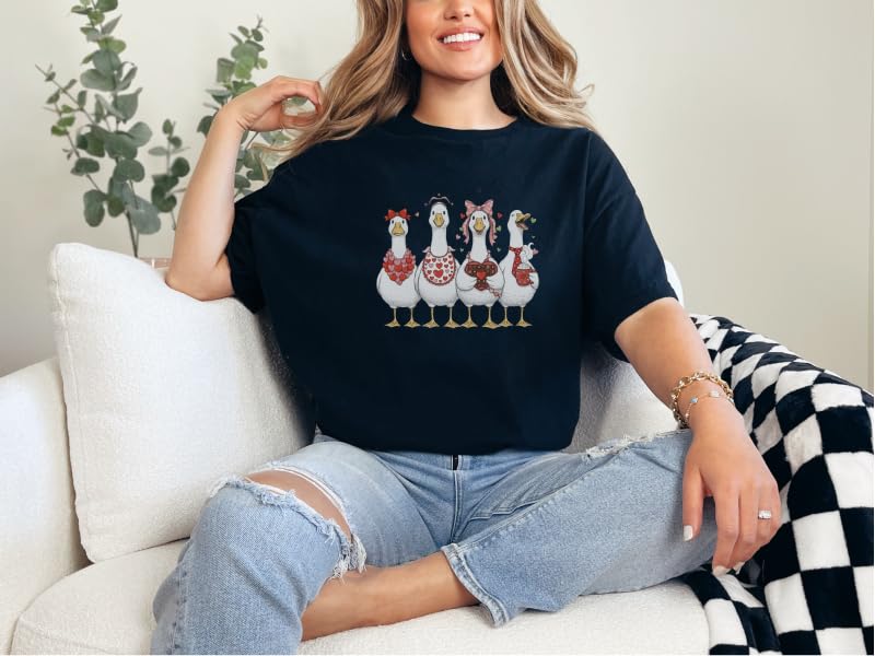 Tickle Stitch Silly Goose Valentine | Shirt Women Youth | Funny Red Hearts | Party We T-Shirt Purple