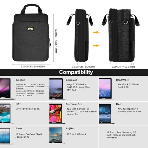 Laptop Case 12.9 13 Shoulder Bag, Expandable Handbag with Valuables Compartment Compatible with MacBook Air/Pro/Neo 13" M5/M4/M3/M2/M1, iPad 12.9/13/11, Water-Resistant & Shockproof,B01K07 - color: B01k07, size: 13"