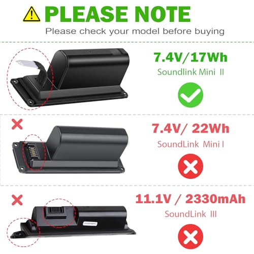 TREE.NB 3400mAh Replacement Battery for Bose Soundlink Mini 2, Bose 088789, 088796, 088772 - size: 4.45*1.61*1.5inch 088796