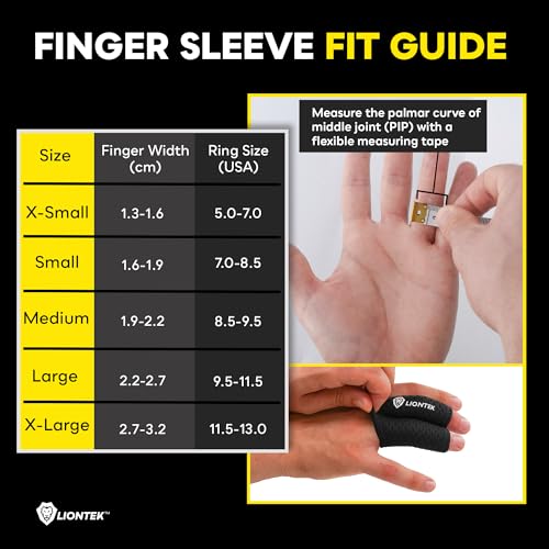 LIONTEK Double Flow Finger Sleeve V3 Pair — Joint Support & Compression for Activity, BJJ, Fitness, Volleyball, Basketball, and More (X-Large) - size: X-Large