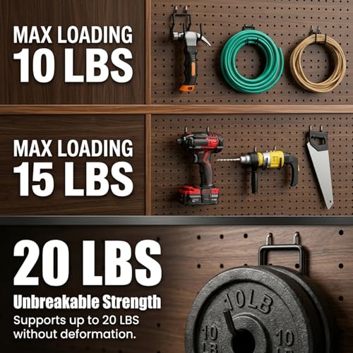 INCLY 24 Pack 1/4" Pegboard Drill Holder Tool Utility Hooks | Heavy Duty Pegboard Hooks, Peg Board Tool Hangers, for Power Tools, Drill, Hammer, Cords, Hoses, Shovels, Garage Storage - size: 24 Pack