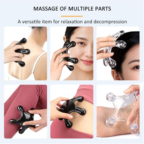 Trigger Point Massage Tools, 2 Pcs 5 Point Deep Tissue Manual Massager Handheld Body Massagers, Handheld Palm Pressure Point Massage Tool for Neck Shoulder Back Muscle Pain Relief (Transparent) - color: Transparent
