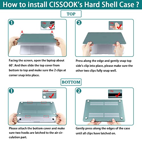 CISSOOK Case Compatible with MacBook Pro 13 inch 2025-2020 Release | 4in1 Set Hard Shell Case Midnight Green Cover with Keyboard Cover for MacBook Pro 13" M1 M2 A2338 A2251 A2289 - color: Light Matcha Green
