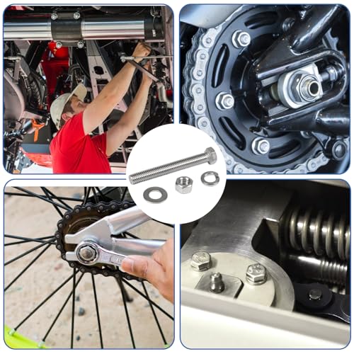 MroMax 5 Sets 5/16-18 x 4" Hex Head Screw Bolt, Nuts, Flat Washer & Spring Lock Washers Kits,Fully Threaded, Stainless Steel 18-8（304）, Bright Finish - size: 5/16-18 x 4" (5 Sets)
