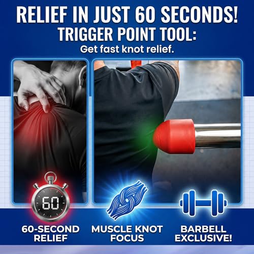 Muscle Trigger Silicone Barbell-Mounted Trigger Point Massage Tool for Back, Neck, Shoulders, Feet & Plantar Fasciitis Relief, Myofascial Release and Deep Tissue Muscle Recovery for Home and Gym - color: Red