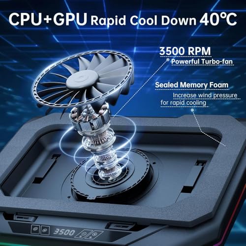Cooling Pad for Msi Vector Series Vector 16 HX Gaming Laptop Cooler with Powerful Turbo Cooling Fan Can Fast Cooling CPU+GPU 40°C,Variable Speed,6 RGB Light 3 USB-A