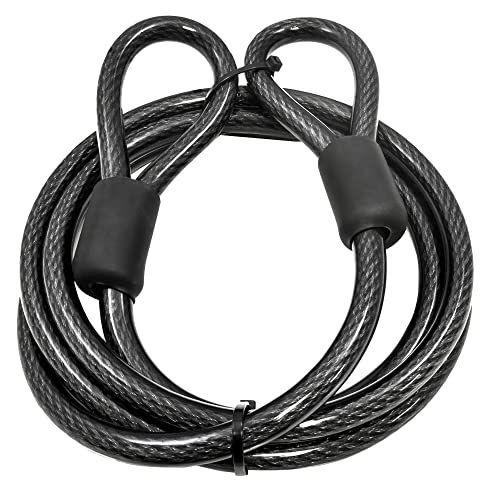 Lumintrail 12mm (1/2 inch) Heavy-Duty Security Cable, Vinyl Coated Braided Steel with Sealed Looped Ends (4', 7', 10', 15', 20', 25' or 30') (20-FT) - size: 20-FT