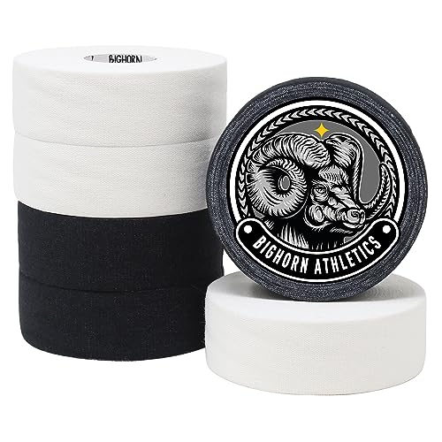 Bighorn Athletics Boxing Tape 1" × 45ft, 6 Rolls, Black & White | Extra sticky 1" athletic tape for boxing & hand wrapping. Strong adhesive, EZ-tear. Protects knuckles, no residue on skin. - color: Black & White