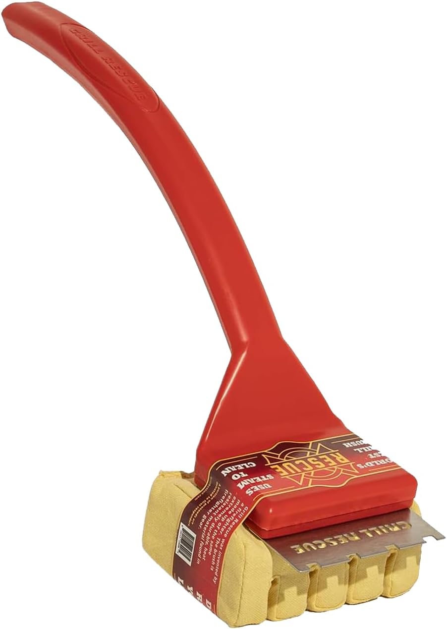 Grill Rescue BBQ Replaceable Scraper Cleaning Head, Bristle Free - Durable and Unique Scraper Tools for Cast Iron or Stainless-Steel Grates, Barbecue Cleaner (Grill Grate Brush with Scraper)