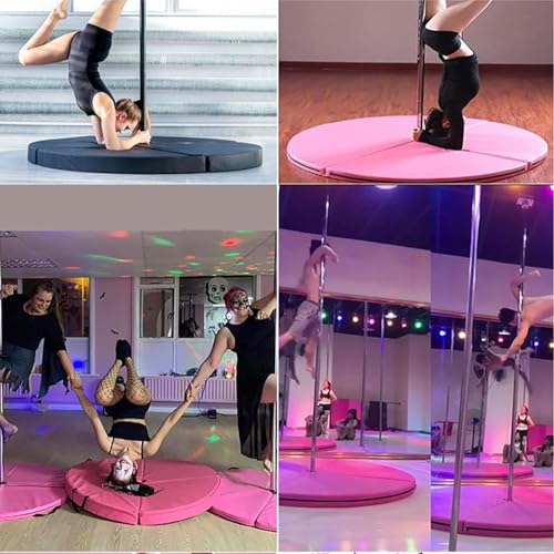 Foldable Pole Crash Mat, Pole Dance Mat, Anti-Collision Cushioned PU Leather Mat for Yoga, Gymnastics, Pole Dancing Pink 2" Tx5.9'W