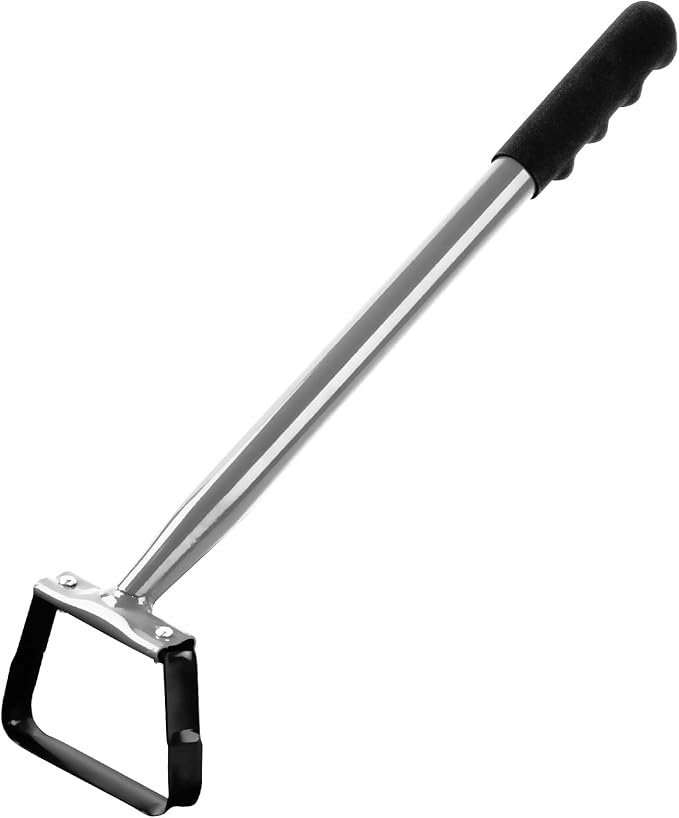 Walensee Mini Action Hoe for Weeding Stirrup Hoe Tools for Garden Hula-Ho with 14- Inch Scuffle Loop Hoe Gardening Weeder Cultivator, Sharp Durable Metal Handle Weeding Rake with Cushioned Grip, Grey