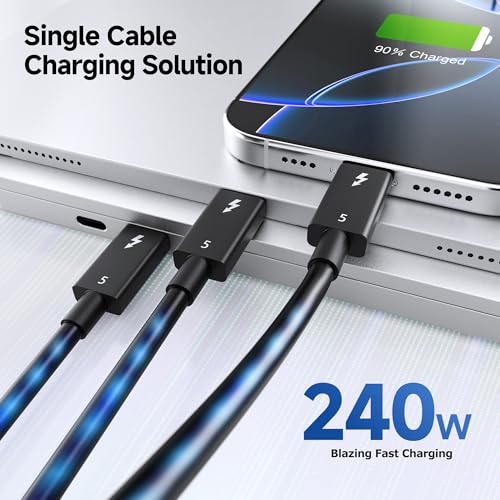 Cable Matters [Intel Certified] 80Gbps Thunderbolt 5 Cable, 3.3ft / 1m | Black, [up to 120Gbps Boost, 8K@120Hz / 6K@240Hz / 4K@540Hz with DSC, 240W, 80G Data Transfer], Supports TB 4/3, USB4, USB-C - color: Black, size: 3.3 ft