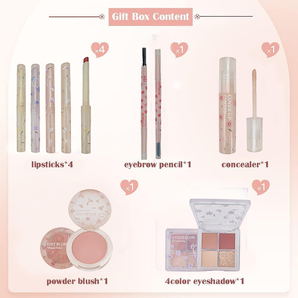 8Pcs Makeup Kit, Lipstick & Eyeshadow, Makeup Set for Teens &Girls