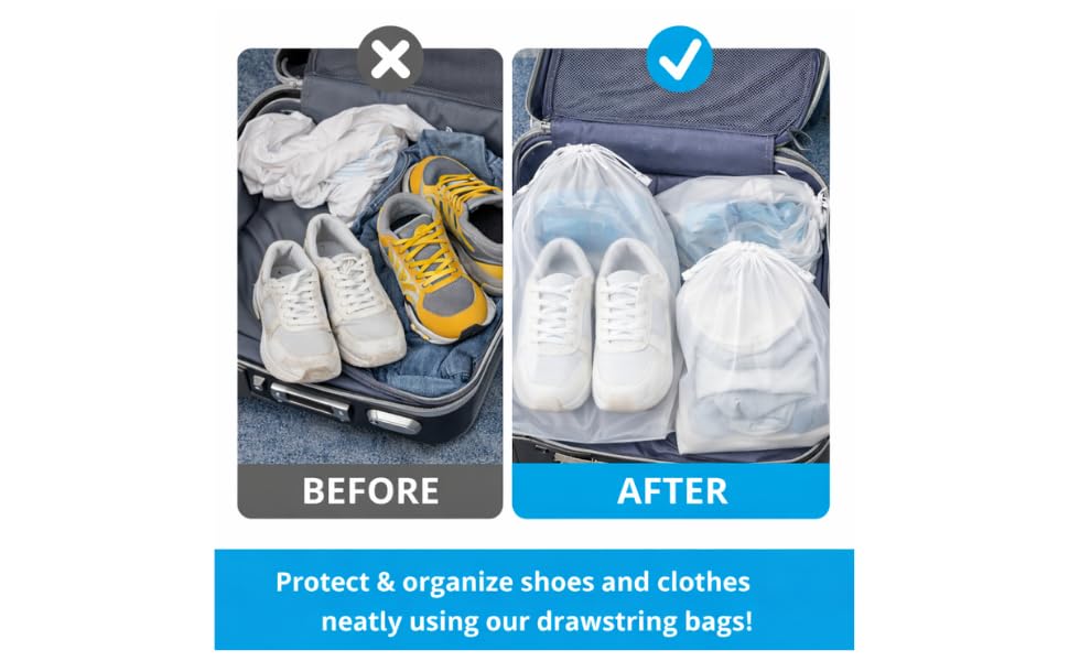 InfinitePack Large Transparent Shoe Bags for Travel, Portable Shoe Bags, Shoes Pouch Storage Organizer with Drawstring for Men & Women aClear Window Shoes Pouch with Rope - size: 10"x14"(100pcs)