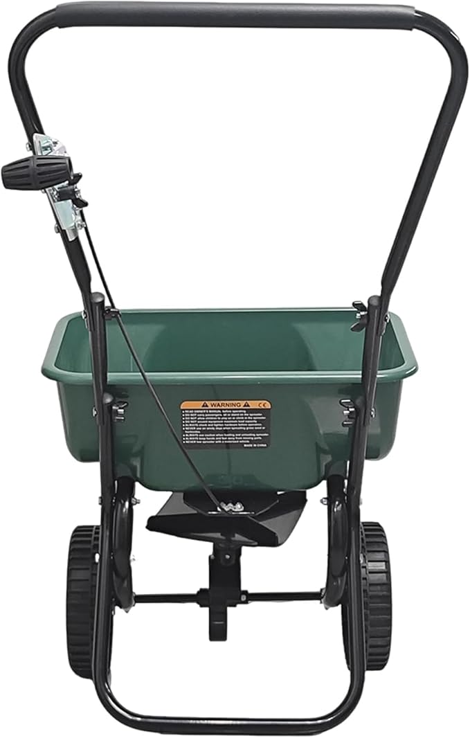 60LB Walk-Behind Broadcast Spreader for Seed,Fertilizer,Salt,Ice Melt, Fertilizer Spreader with Adjustable Drop Rate, Seed Spreaders for Lawns