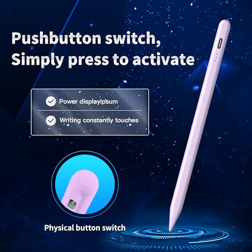 Stylus Pen Android for AMZ Tablet HD 10/Max 11 Compatible with Samsung/Lenovo,Accurate， Push-Button Switch On/Off,Long Battery Life+2Tips(NW Purple) - color: NW Purple