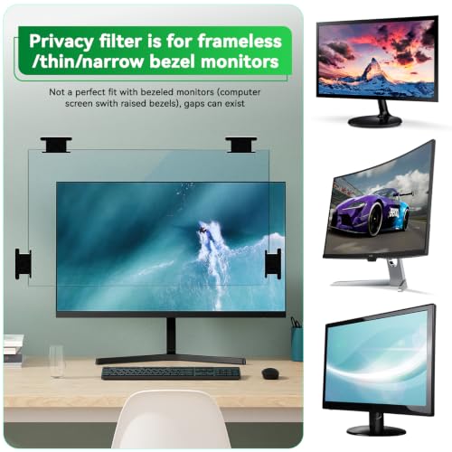 [2 Pack] Magnetic Hanging 24 Inch Computer Anti Blue Light Screen Protector for 16:9 Aspect Ratio Widescreen Monitor, Eye Protection Anti-Glare Light LED PC Screen Protector, Removable 24 in Protective Film - size: 24 inch