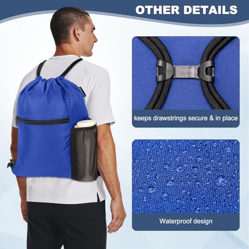 HOLYLUCK Men & Women Outdoor Sport Gym Sack Waterproof Drawstring Backpack Bag (Standard with drawstring, Blue) - color: Blue, style: Standard With Drawstring