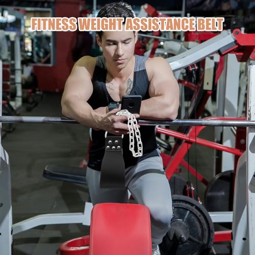 GALPADA Weightlifting Dip Belt with Heavy-duty Iron Chain Adjustable Waist Weight Belt for Men Bodybuilding and Strength Training Gym Workout Accessories