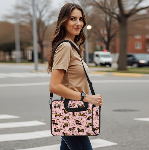 Messenger Bag Carrying Case Sleeve with Handle Accessory Pocket Fits Laptops/Notebook/ebooks/Kids tablet/ipad (11-13.3 inch, Flowers Cats) - color: Flowers Cats, size: 11-13.3 inch
