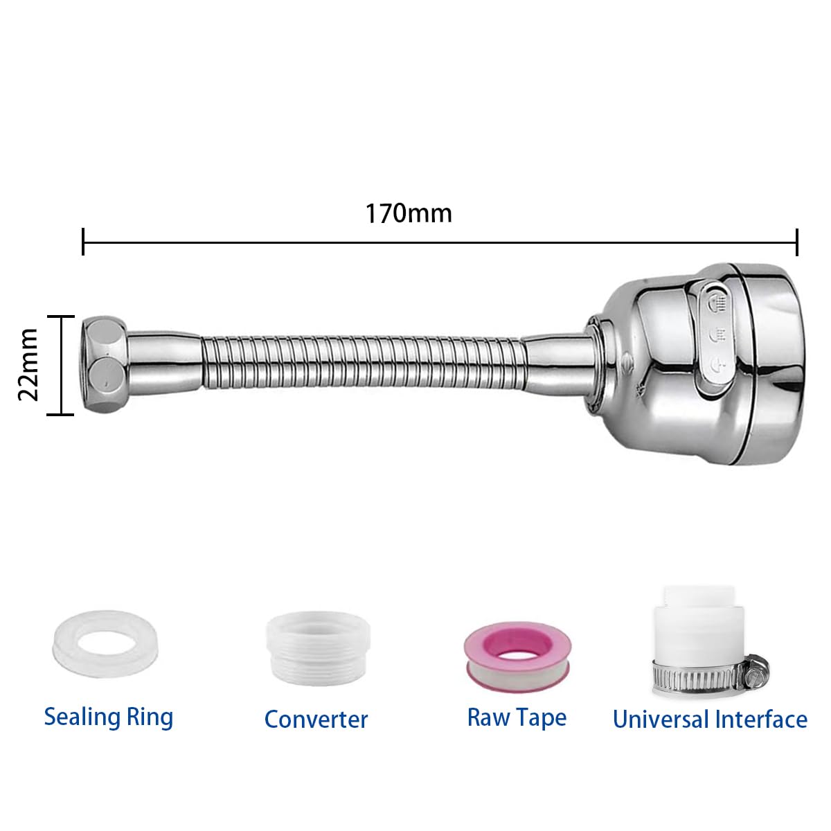 Kitchen Faucet Sprayer Attachment, Movable Faucet Extender for Kitchen Sink, 360° Rotatable Faucet Outlet Nozzle Sink Faucet Head Anti-Splash Faucet Adapter for Kitchen Sink
