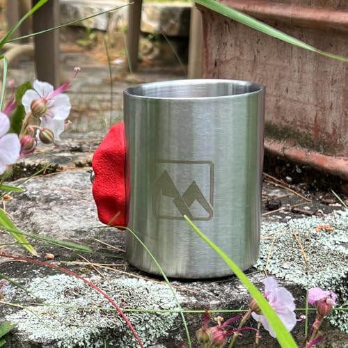 Rock Climbing Mug with Real Crimp Handle - 12oz Stainless Steel Pinch Hold Mug Climber Gift (Red) - color: Red