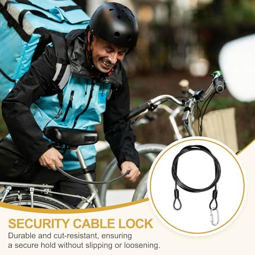 PATIKIL Security Cable Lock (1/8" Dia 3.3ft, Black) Vinyl Coated 304 Stainless Steel Double Loop Flexible Wire Rope Safety Cable with Quick Links Locking Connectors - color: Black, size: 1/8" x 3.3ft