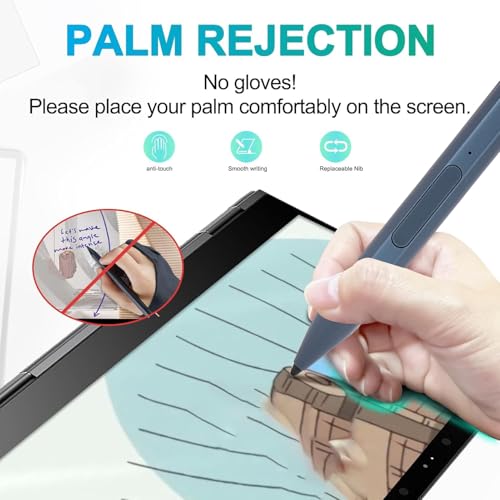 Rechargeable Stylus Pen for 16 13 Touchscreen Laptops, 4096 Pressure Levels Tilt Active Pen MPP 2.0 with Palm Rejection Eraser Shortcut Buttons (Blue) - color: Blue