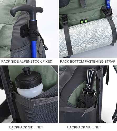Bseash 50L Hiking Backpack, Water Resistant Lightweight Outdoor Sport Daypack Travel Bag for Camping Climbing Skiing Cycling (Gold - With Shoe Compartment) - color: Gold - With Shoe Compartment