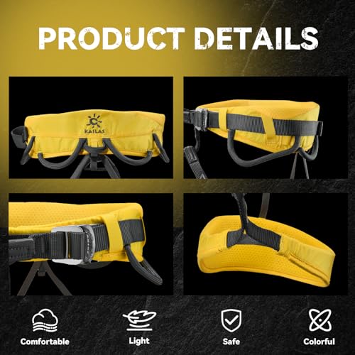 KAILAS Airo Rock Climbing Harness Men Roofing Harnesses Rescue Mountaineering Safety Belt Women Comfortable Lightweight - color: Yellow, size: Small