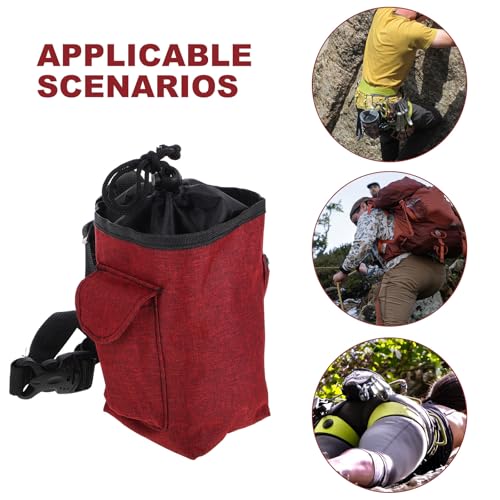 Alasum Bouldering Chalk Bag with Zipper Pocket, Burgundy Climbing Chalk Container for Rock Climbing and Gymnastics, Non-Toxic Pouch for Grip Enhancement and Gear Storage