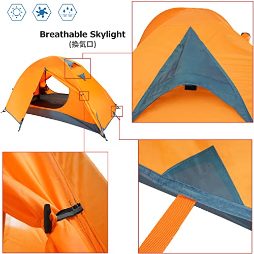Azarxis 1 2 3 Person 3 Season Tent for Camping Backpacking Hiking Easy Set Up Waterproof Lightweight Professional Double Layer Aluminum Rod & Carry Bag - color: #1 Blue - 2 Person - 4 Season