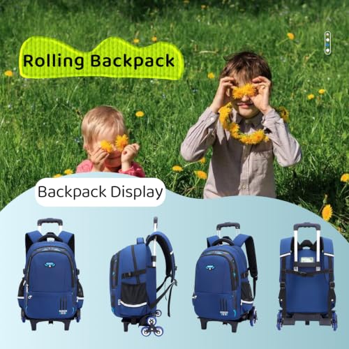 Mfikaryi Solid Color Elemetary Rolling Backpack,Camo Prints Kids Wheeled School BookBag,Backpack with wheels for boys - color: Black Red
